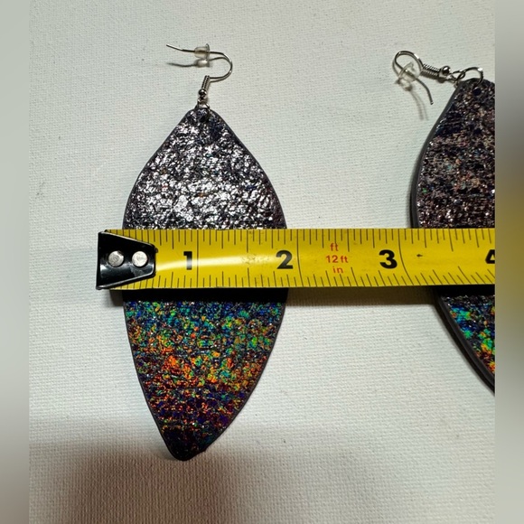 Iridescent Leaf Earrings - Picture 3 of 3